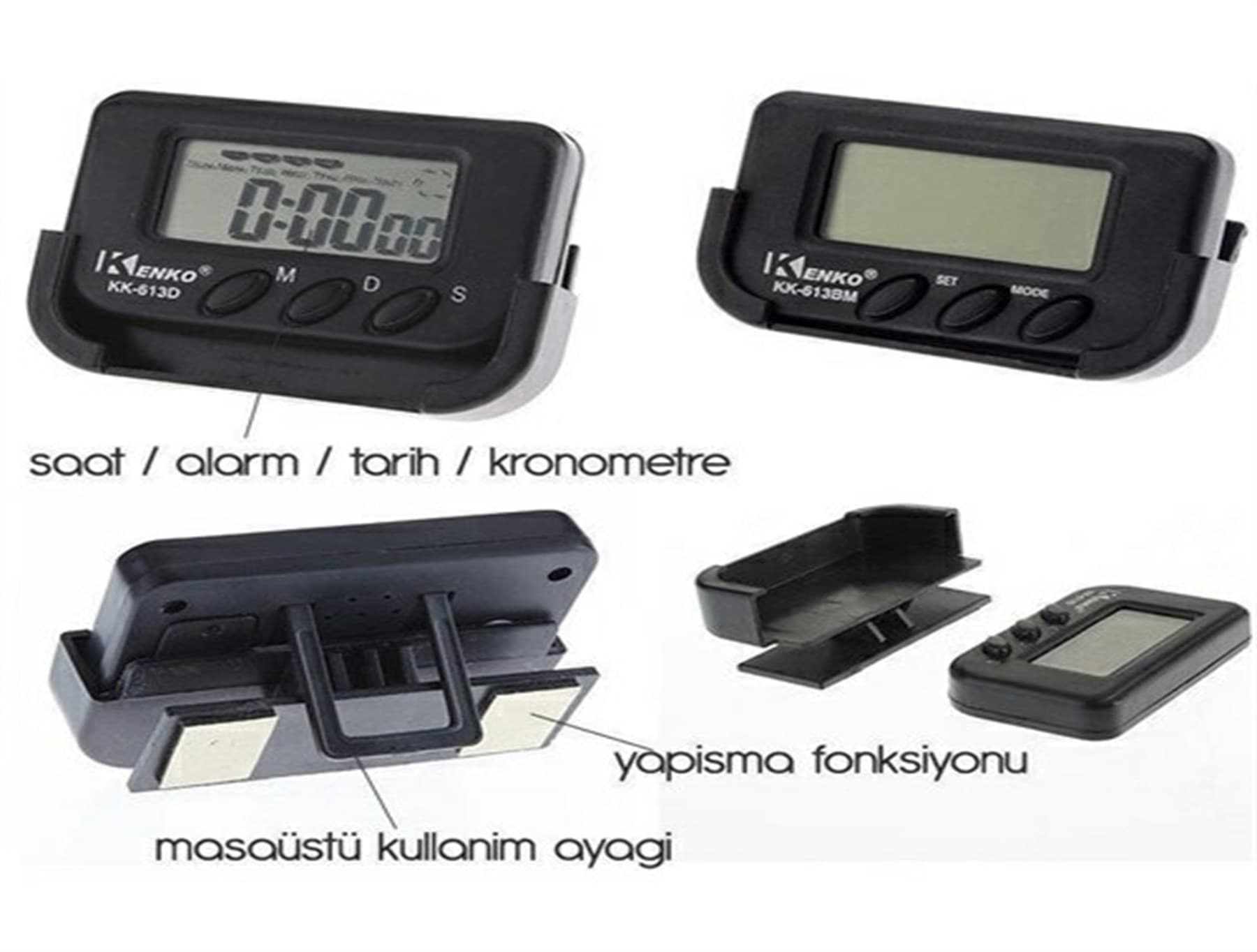 Roichil® Ev ve Araç Tipi Dijital Saat Kronometreli Alarmlı Pilli Saat