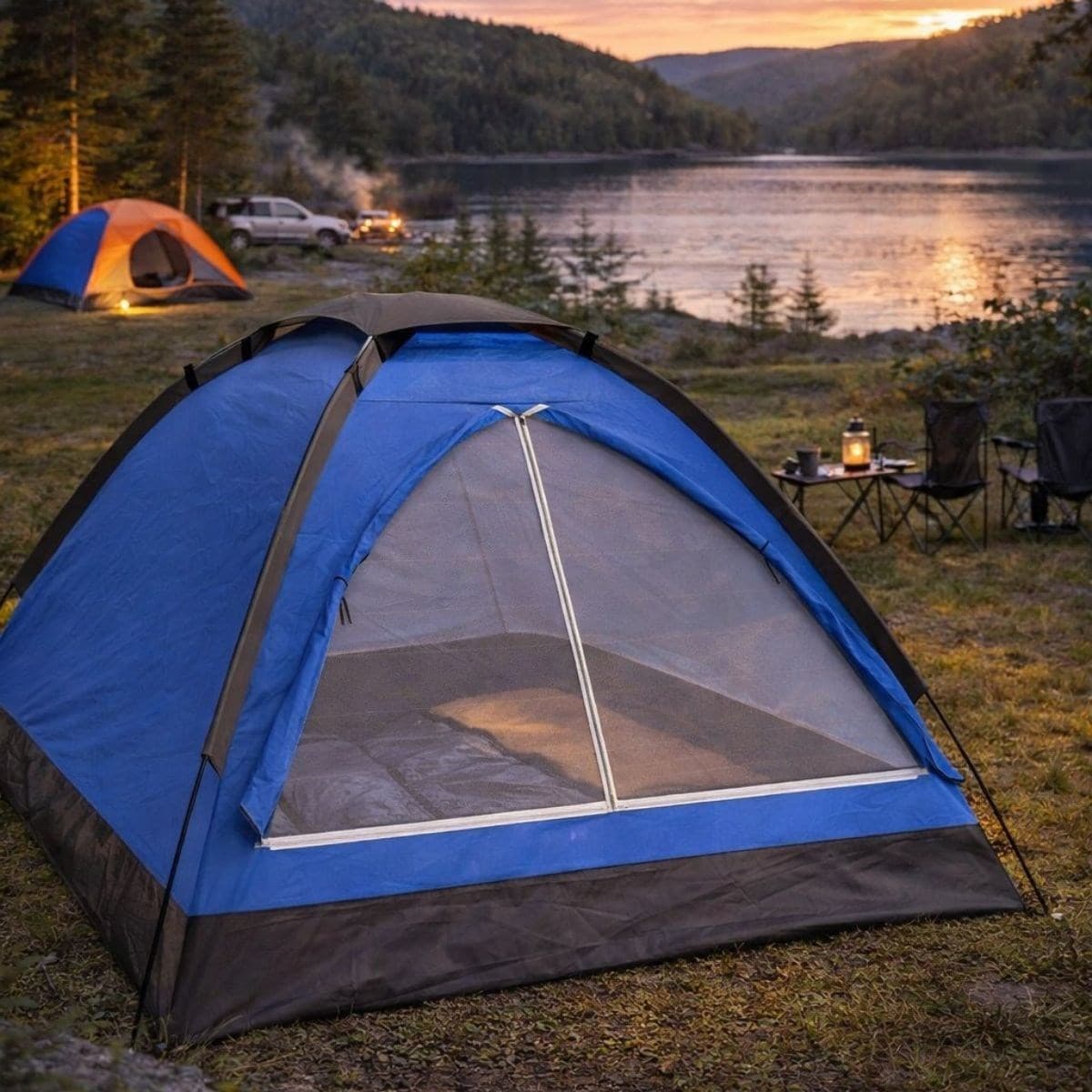 Roichil® 3 Kişilik Manuel Kamp Çadırı – Düz Kapılı Outdoor Aile, Doğa, Piknik ve Kamp Çadırı 200x150x110 cm