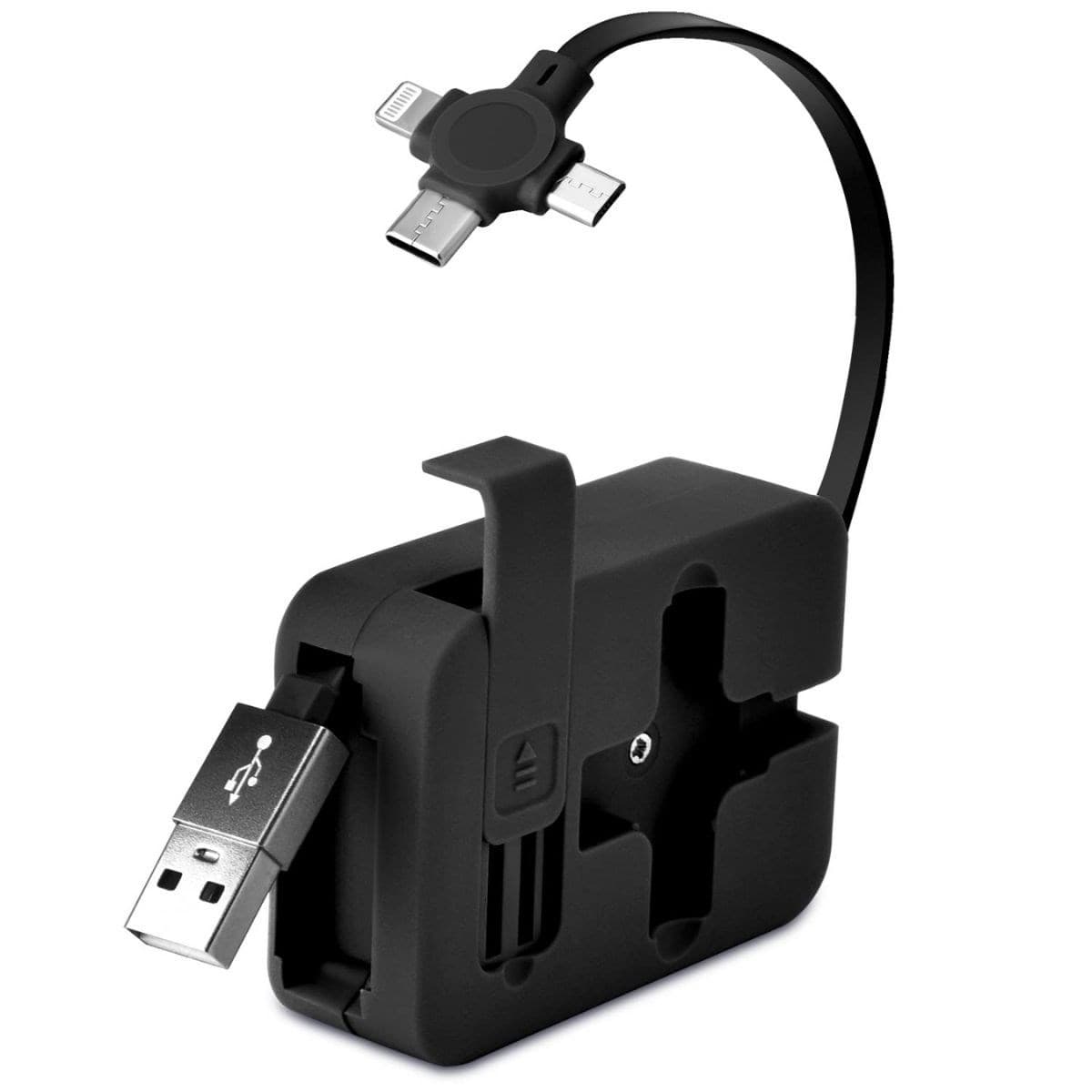 Roichil® Cep Tipi Telefon Tutuculu Makaralı Uzayıp Kısalabilen 3'ü 1 Arada USB Şarj Kablosu