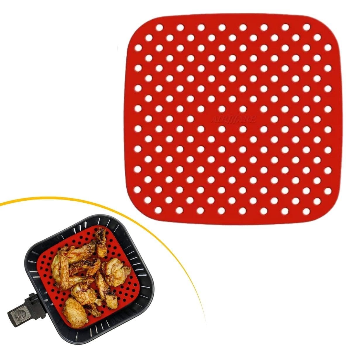 Roichil® Renkli Isıya Dayanıklı Yıkanılabilir Silikon Fırın Ve Airfryer Kare Pişirme Matı 21,5 Cm