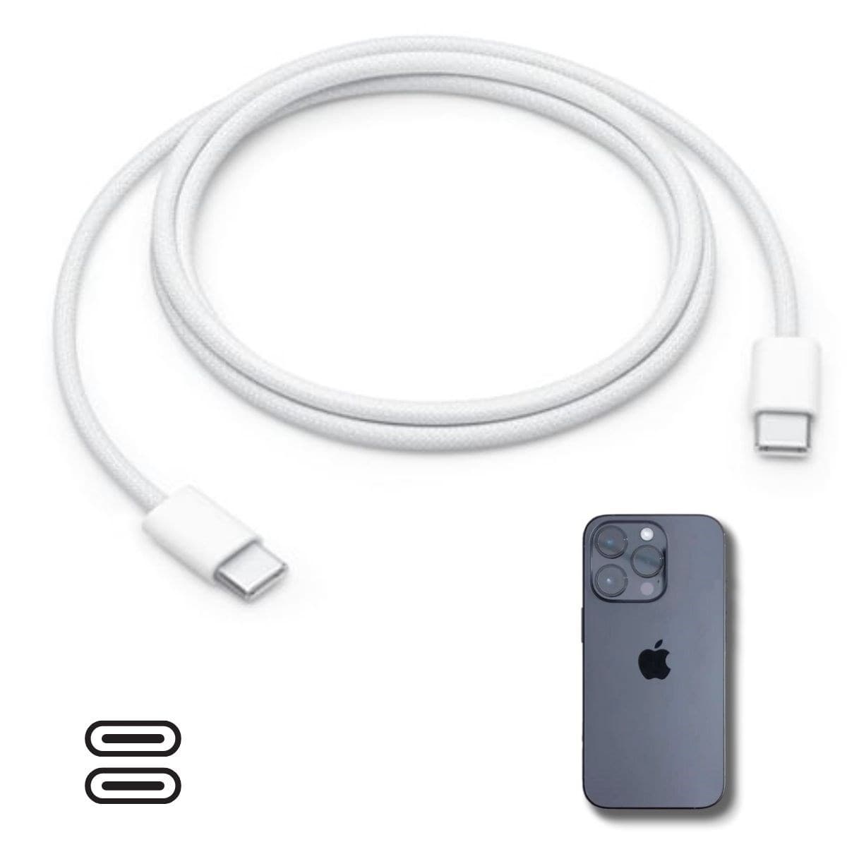 Roichil® Apple 15/15 Pro Type-C to Type-C Hasır Örgü Hızlı Şarj Kablosu (1m)
