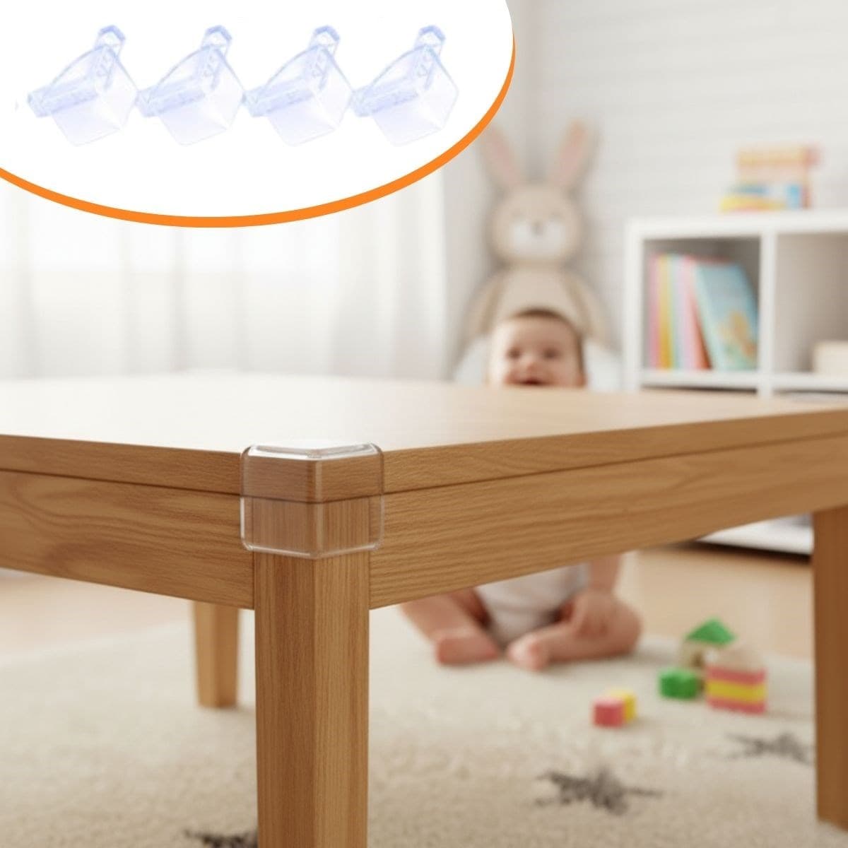 Roichil® 4 Adet Kendiliğinden 3M Yapışkanlı Yumuşak ve Esnek Yapıda Sehpa,Masa,Dolap Köşe Koruyucu Aparat