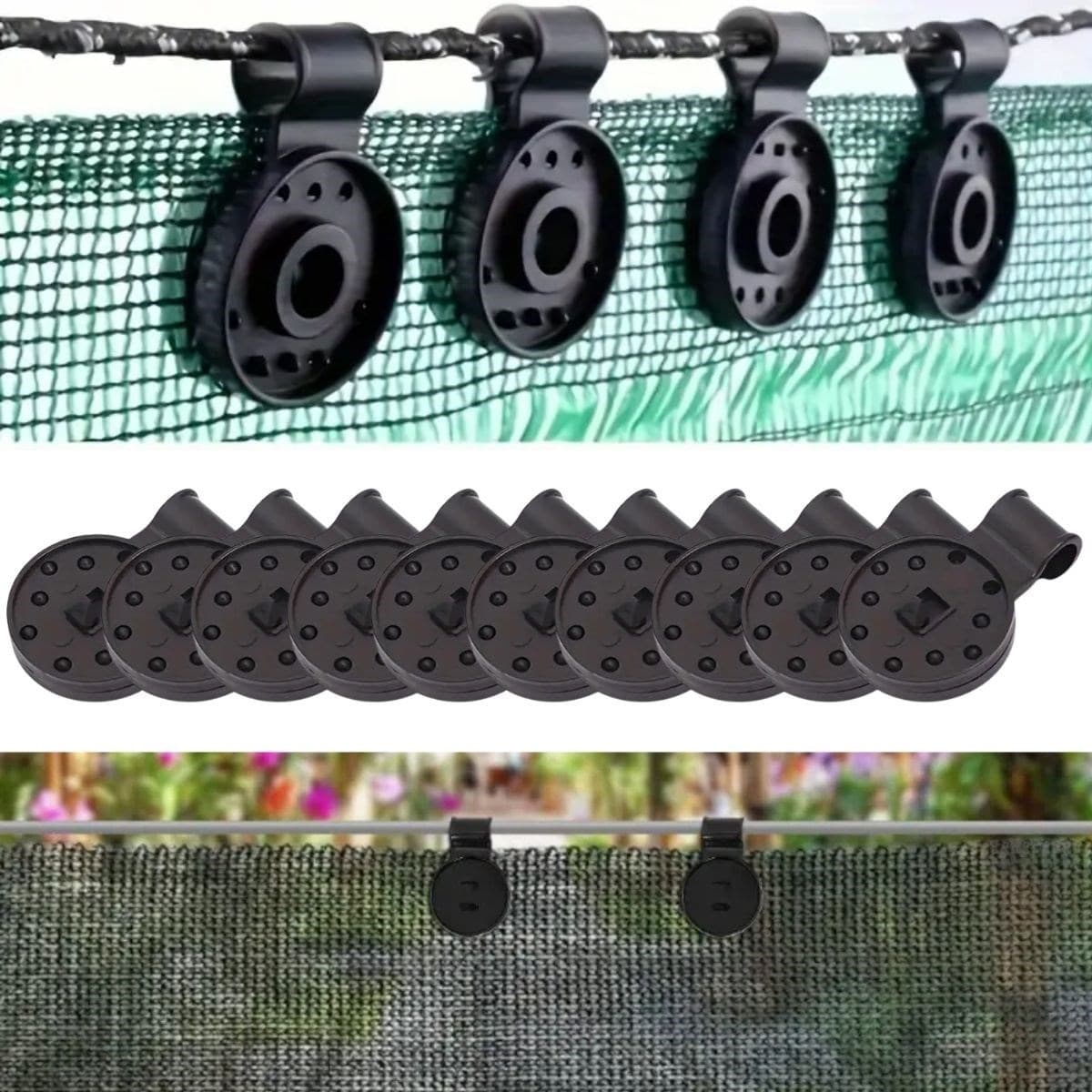 Roichil® 10 Adet Güneşlik Filesi Sabitleme Klipsleri, Gölgelik Bezi ve Brandalar İçin Dayanıklı Plastik Kelepçe Kancaları