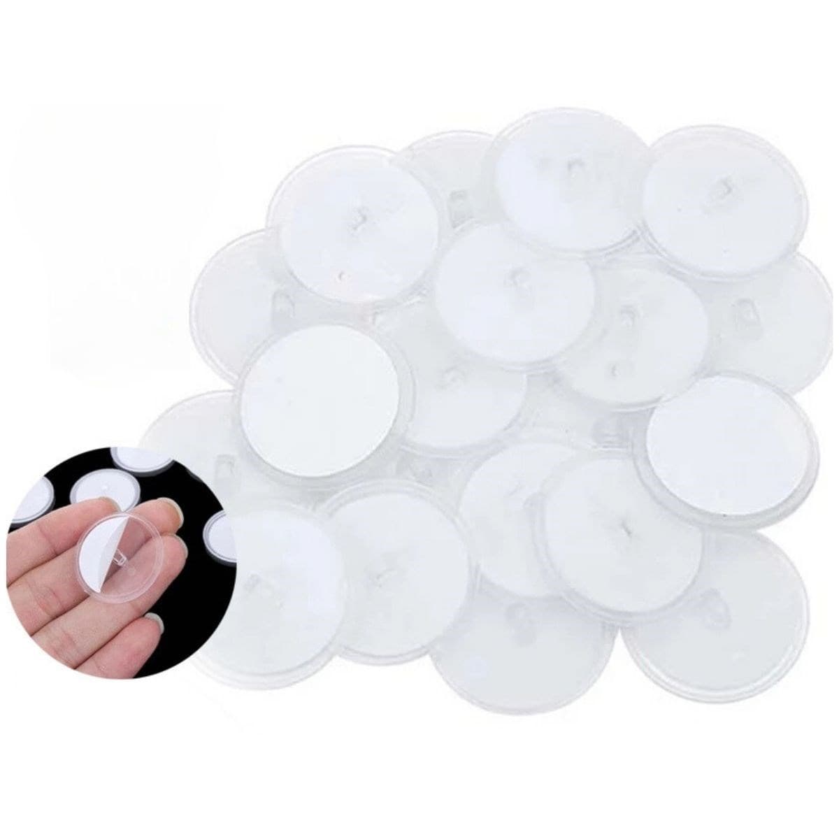 Roichil® 20 Adet Şeffaf Yuvarlak 3 Cm Çaplı Güçlü Disk Yapışkanlar