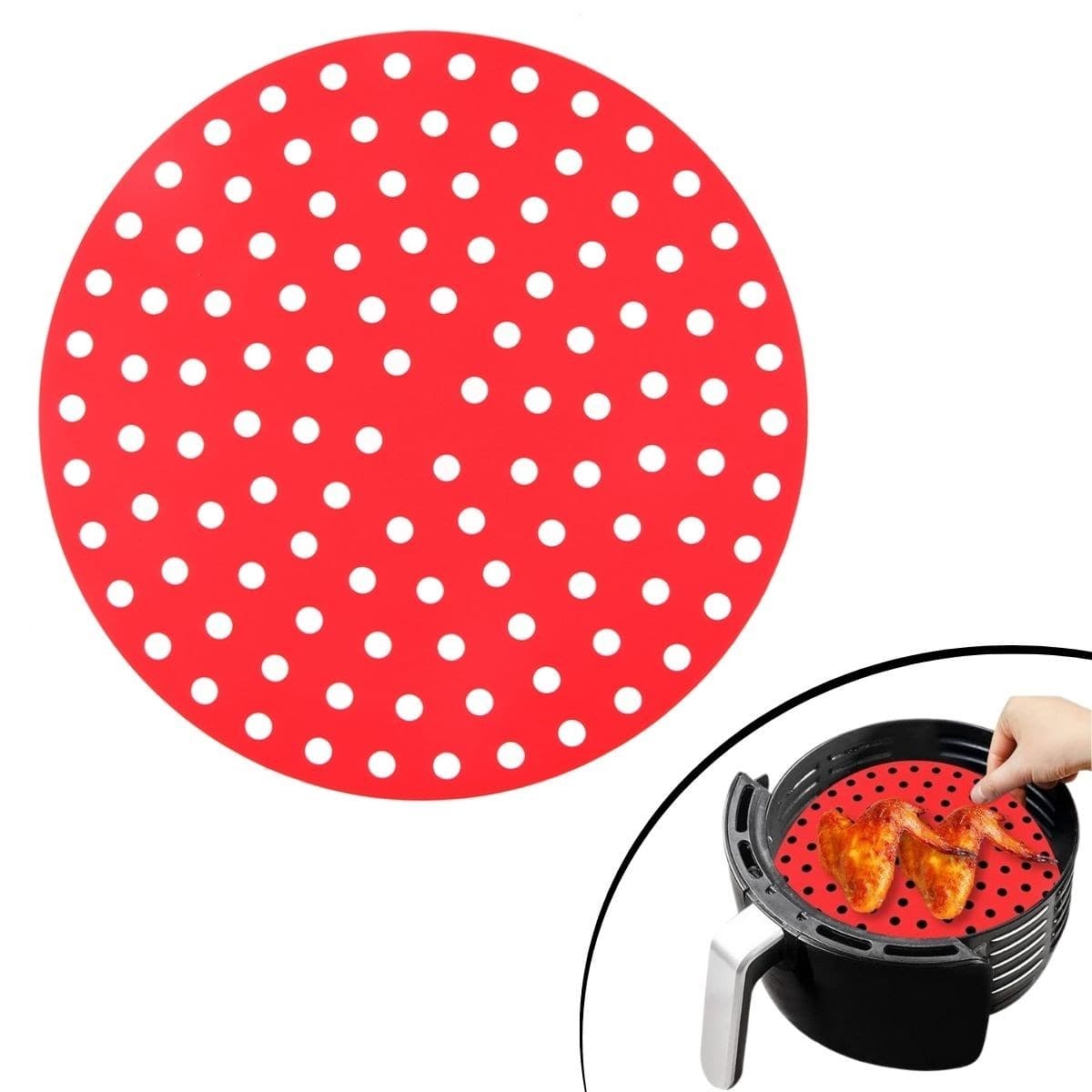 Roichil® Renkli Isıya Dayanıklı Yıkanılabilir Silikon Fırın Ve Airfryer Yuvarlak Pişirme Matı 23 Cm