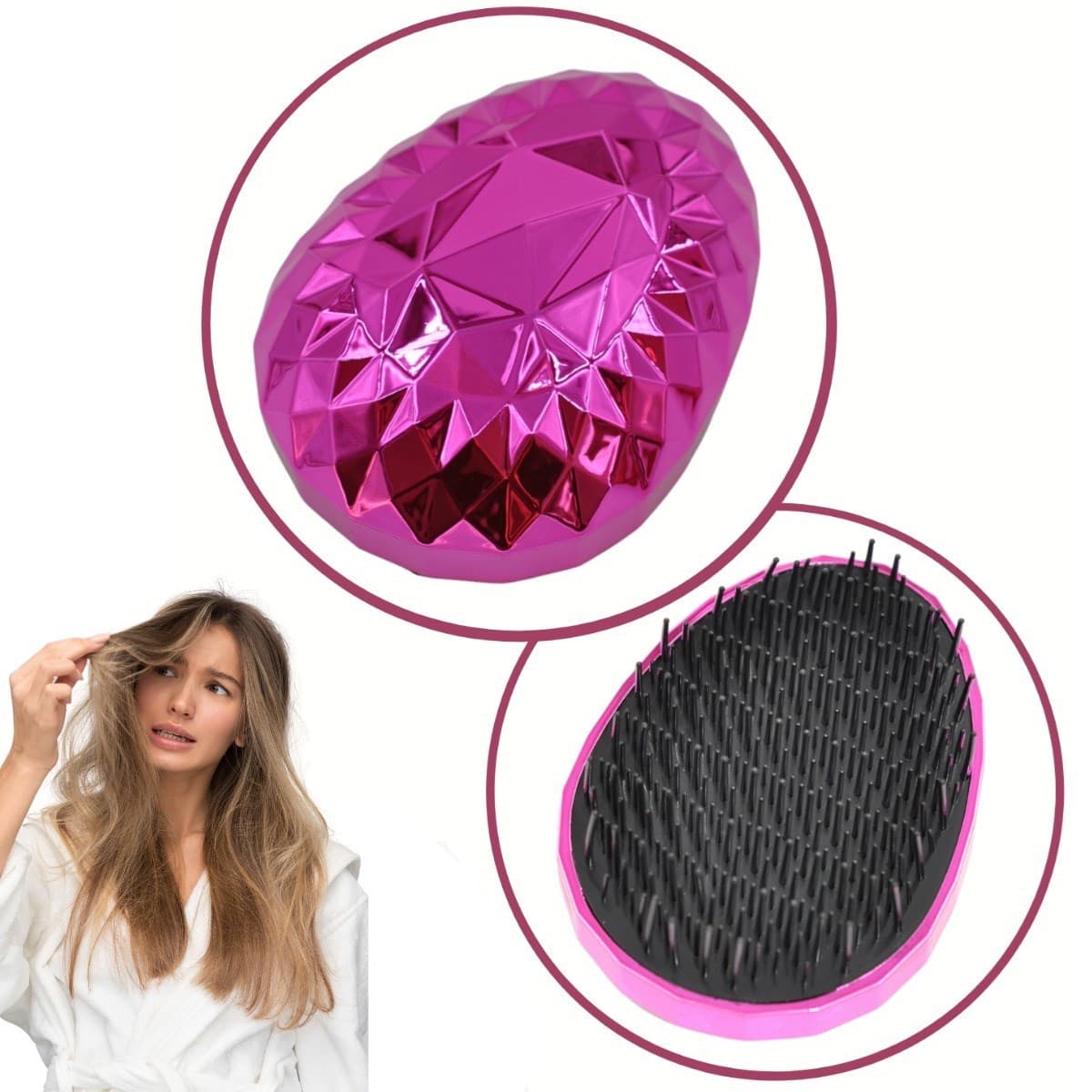 Roichil® Neon Pembe Düzleştirici Tarak Geniş AralıklıHer Saç Tipine Uygun Fırçalı Saç Düzleştirici