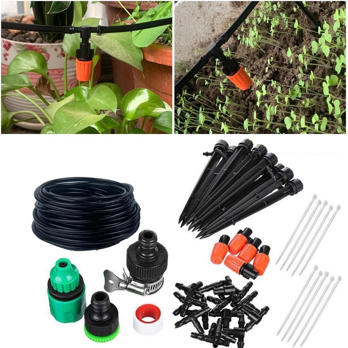 Roichil® 10 Metre Bahçe Damlama Sulama Sistemi Seti Hortum ve Ek Parçaları