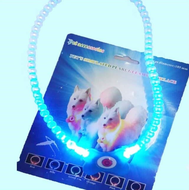 Roichil® Mavi Renk Neon Led Işıklı Kedi Köpek Kolyesi (18,5 cm)