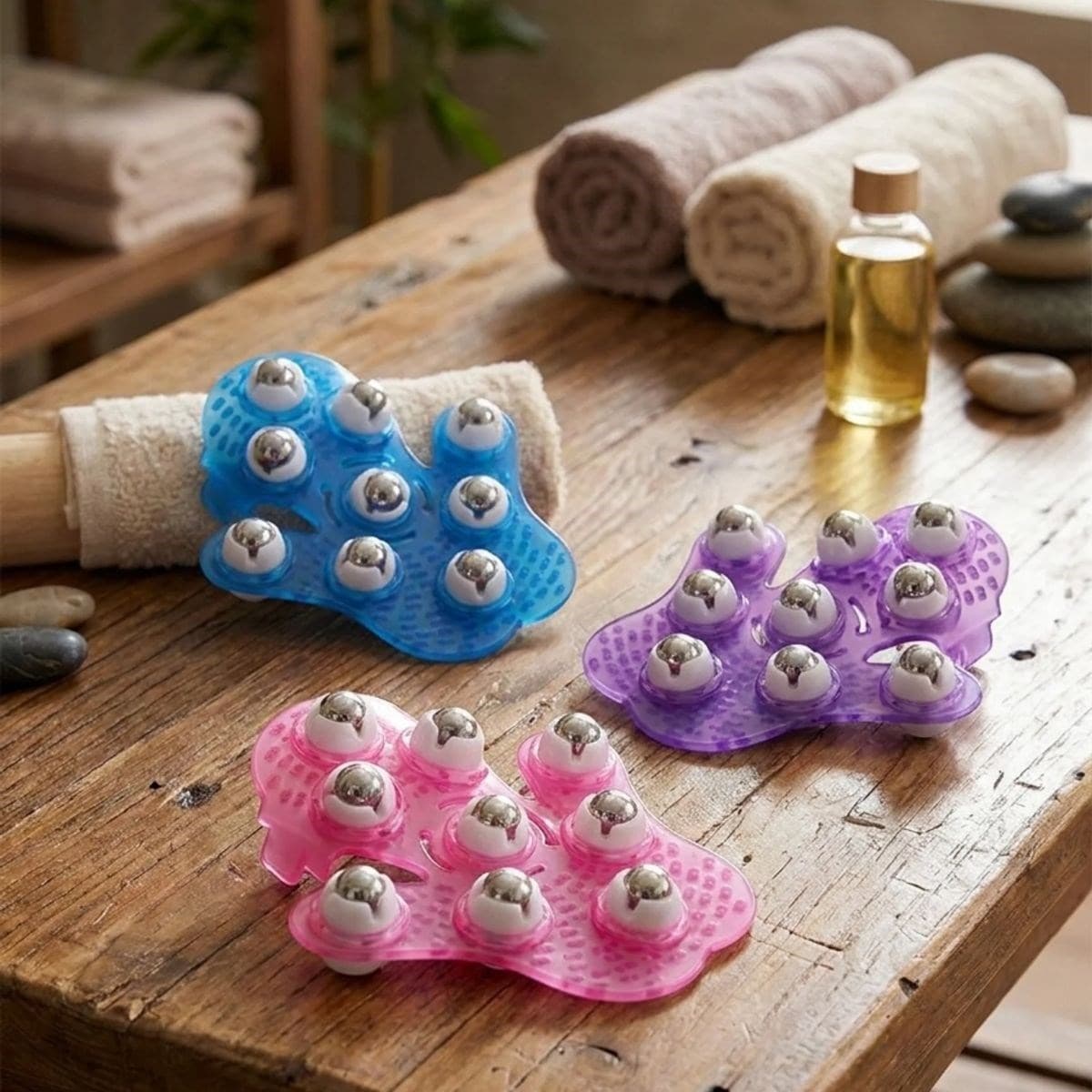 Roichil® 9 Bilyeli Vücut Masaj Eldiveni – Boyun, Bacak, Kalça ve Vücut Bakımı İçin Manuel Masaj Aparatı