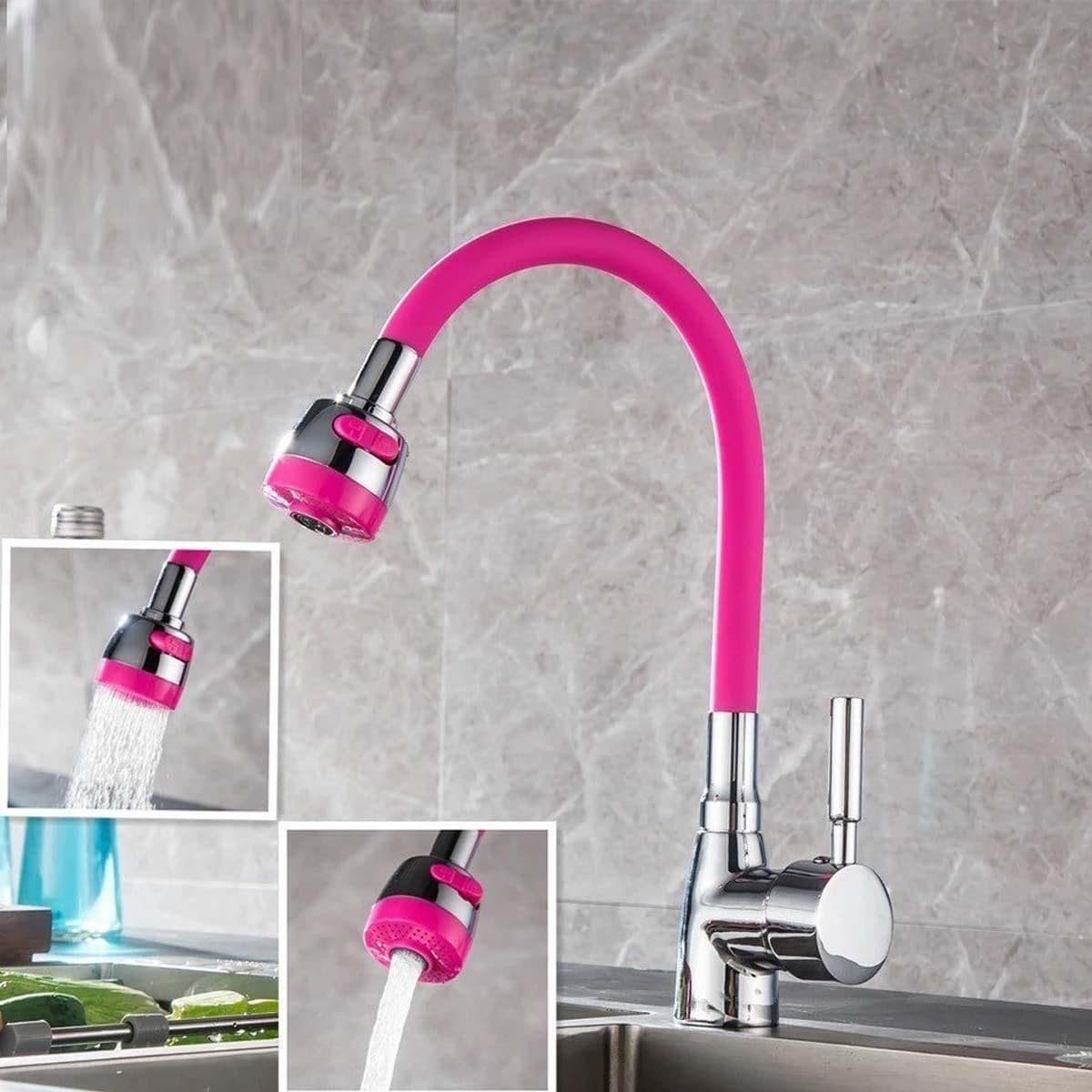 Roichil® Oynar Başlıklı Tasarruflu Kubar Musluk Borusu ve Başlığı Pembe