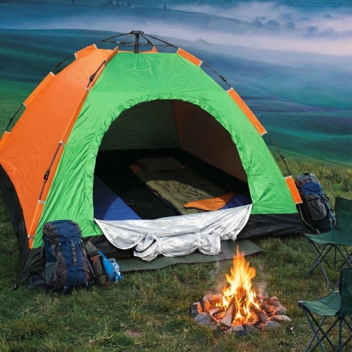 Roichil® 6 Kişilik Otomatik Kurulum Kamp Çadırı – Outdoor Aile, Doğa, Suya Dayanıklı Hızlı Kurulum Çadır 220x250x160 cm