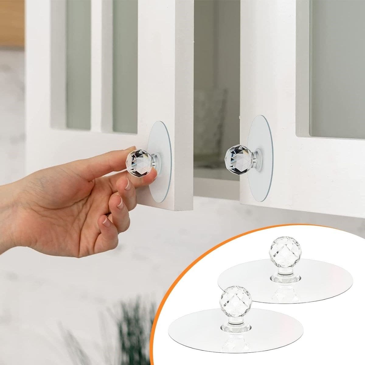 Roichil® 2 Adet Kristal Kendiliğinden Güçlü Yapışkanlı Kulp Askısı Tutma Kolu
