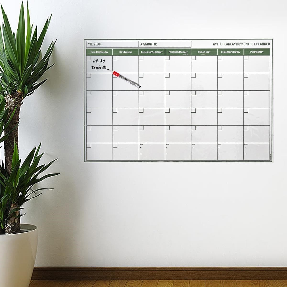 Roichil® Manyetik Yapışkanlı Bir Aylık Program Planlayıcı Takvim 85x56 cm