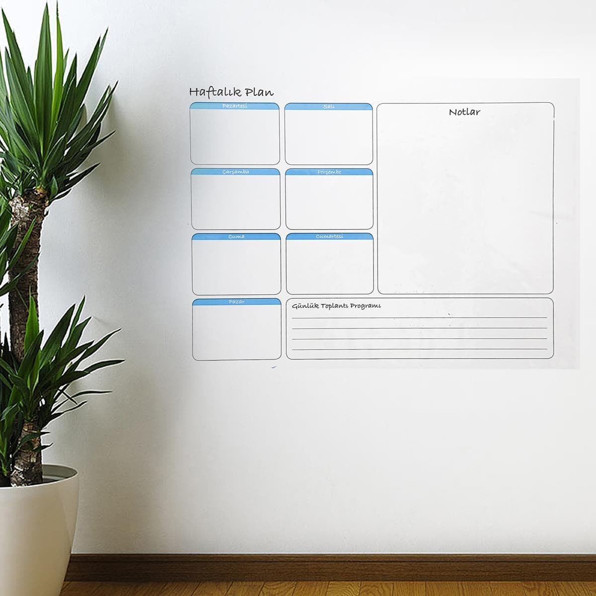 Roichil® Haftalık Planlayıcı Manyetik Duvar Stickerı Takvim 56 cm x 70 cm