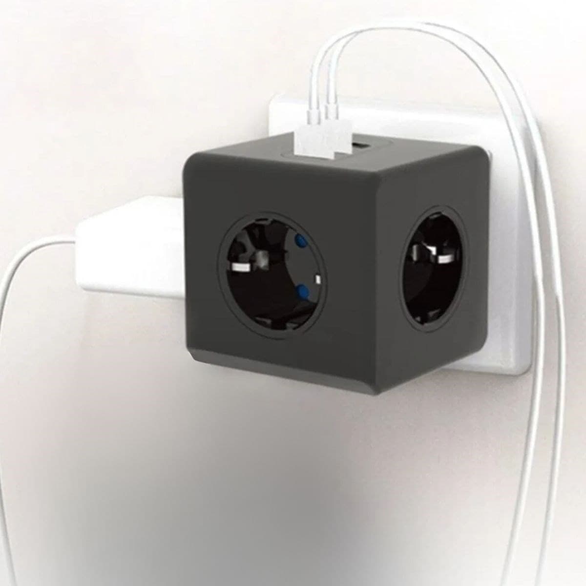 Roichil® Isıya Dayanıklı Termal Akım Korumalı ve Çocuk Korumalı 3 Priz Girişli 3 USB Girişli Küp Priz