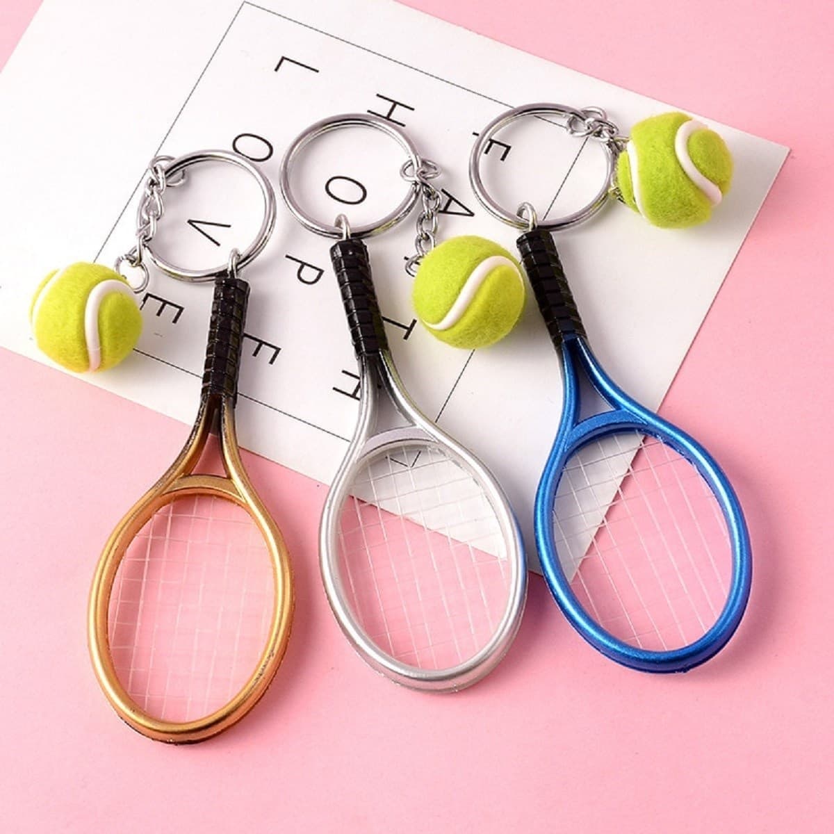 Roichil® Gerçekçi Tenis Raketi Tasarımlı Şık Anahtarlık Kolye Çanta Süsü Tennis Keychain