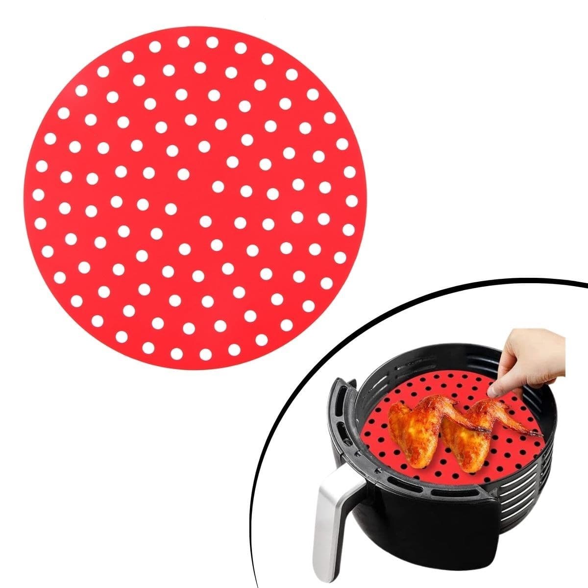 Roichil® Siyah Isıya Dayanıklı Yıkanılabilir Silikon Fırın Ve Airfryer Yuvarlak Model Pişirme Matı 20 Cm