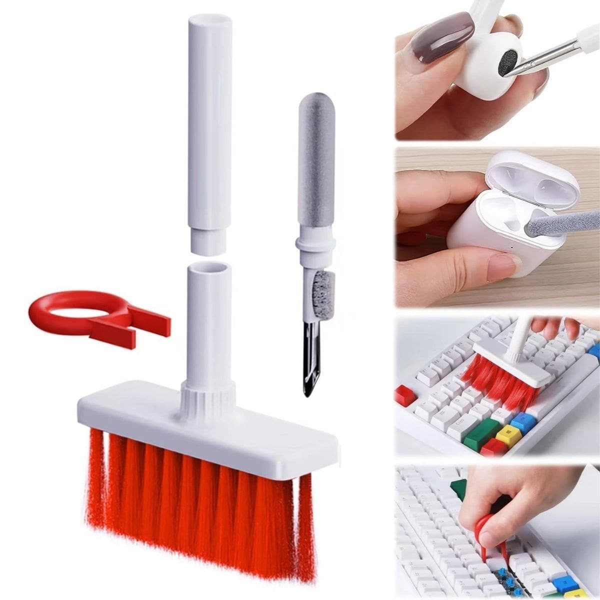 Roichil® Çok Amaçlı Kırmızı Hassas Fırça Başlıklı Bilgisayar Laptop Temizleme Fırçası