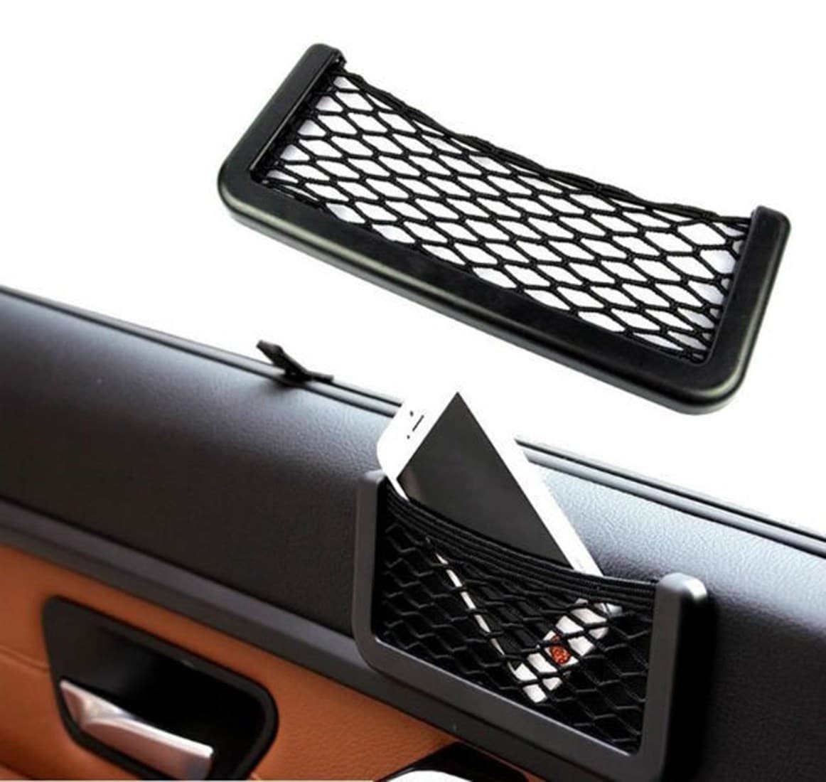 Roichil® Araç İçi Fileli Pratik Göz Telefon İçin Yapışkanlı Fileli Ceplik