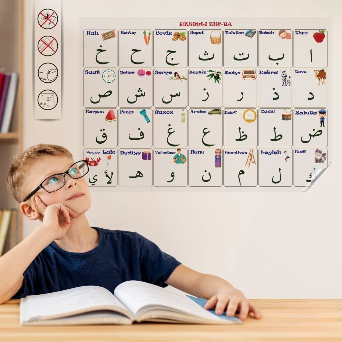 Roichil® 70x100 cm Statik Kağıt Elif-Ba Öğrenme Tahtası