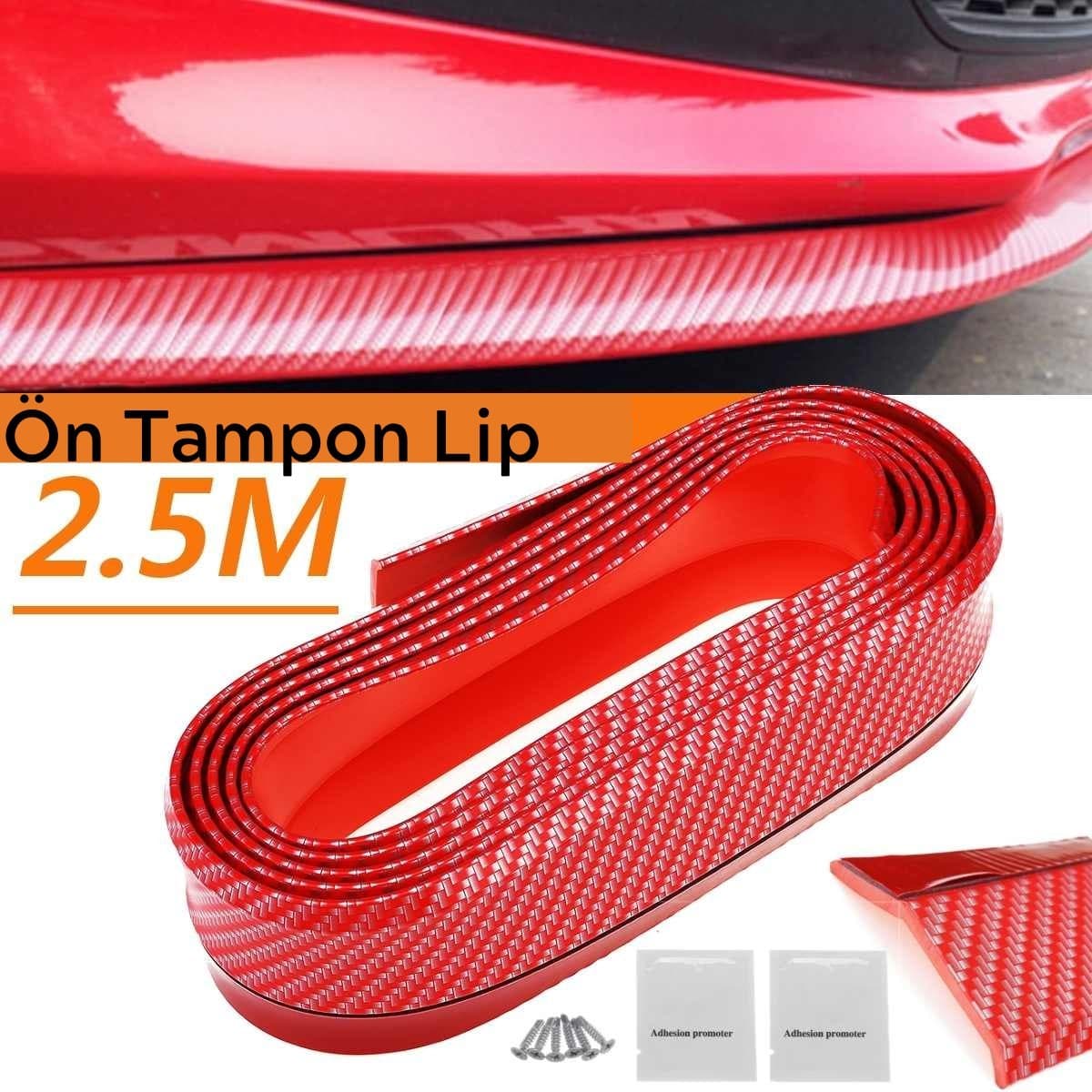 Roichil® Kırmızı Renkli 2,5 Metre Araba Oto Ön Tampon Koruyucu Kauçuk Pratik Tampon Şerit Bant Döşeme