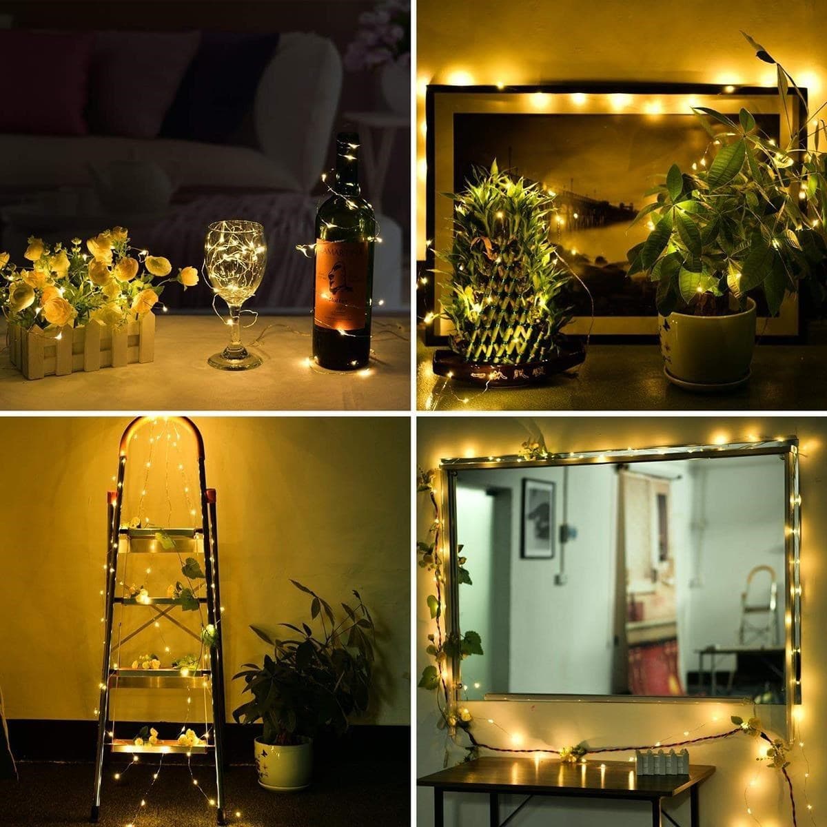 Roichil® Peri Led Işık 10 Metre (Sarı) Pilli Aydınlatma Şerit Led Saçak Spot Süsleme
