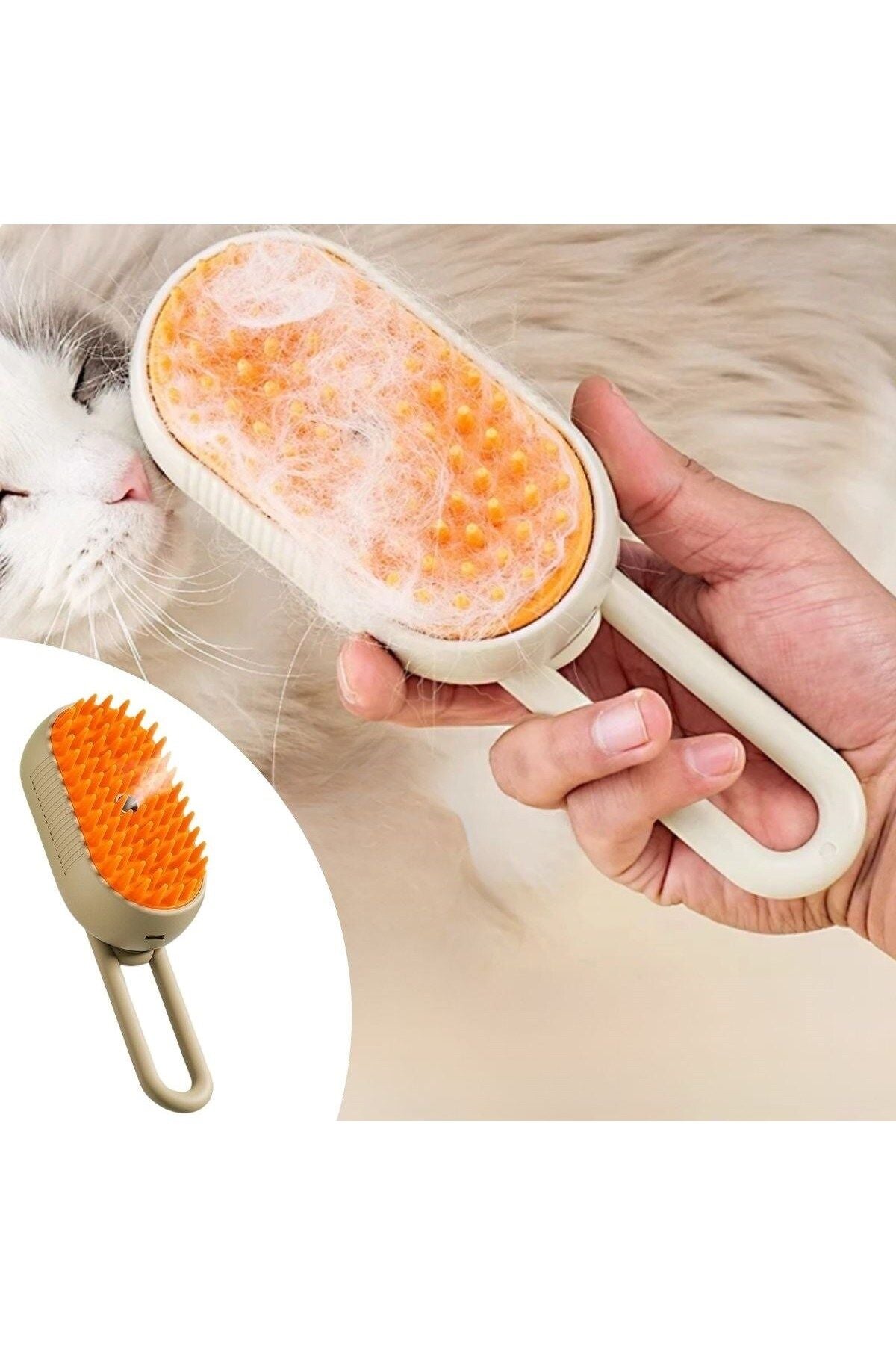 ® Saplı Su Püskürtmeli Kedi Köpek Fırçası Masaj Etkili Tüy Toplama Tarağı