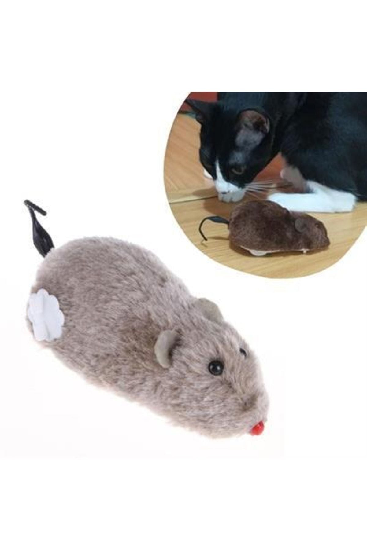 Buffer® Kurmalı Kedi Eğitim Oyuncağı Tüylü Peluş Fare Yakalama Interaktif Sevimli Eğlenceli Oyuncak
