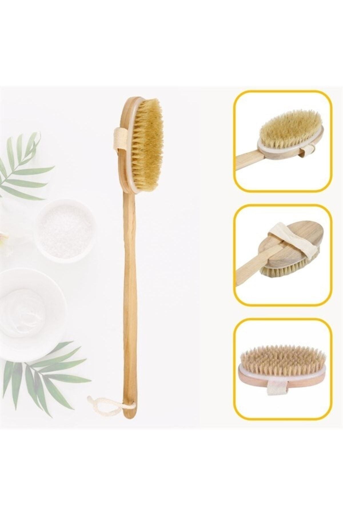 At Kılı Selülit Karşıtı Sapı Çıkabilen Ahşap Banyo Fırçası