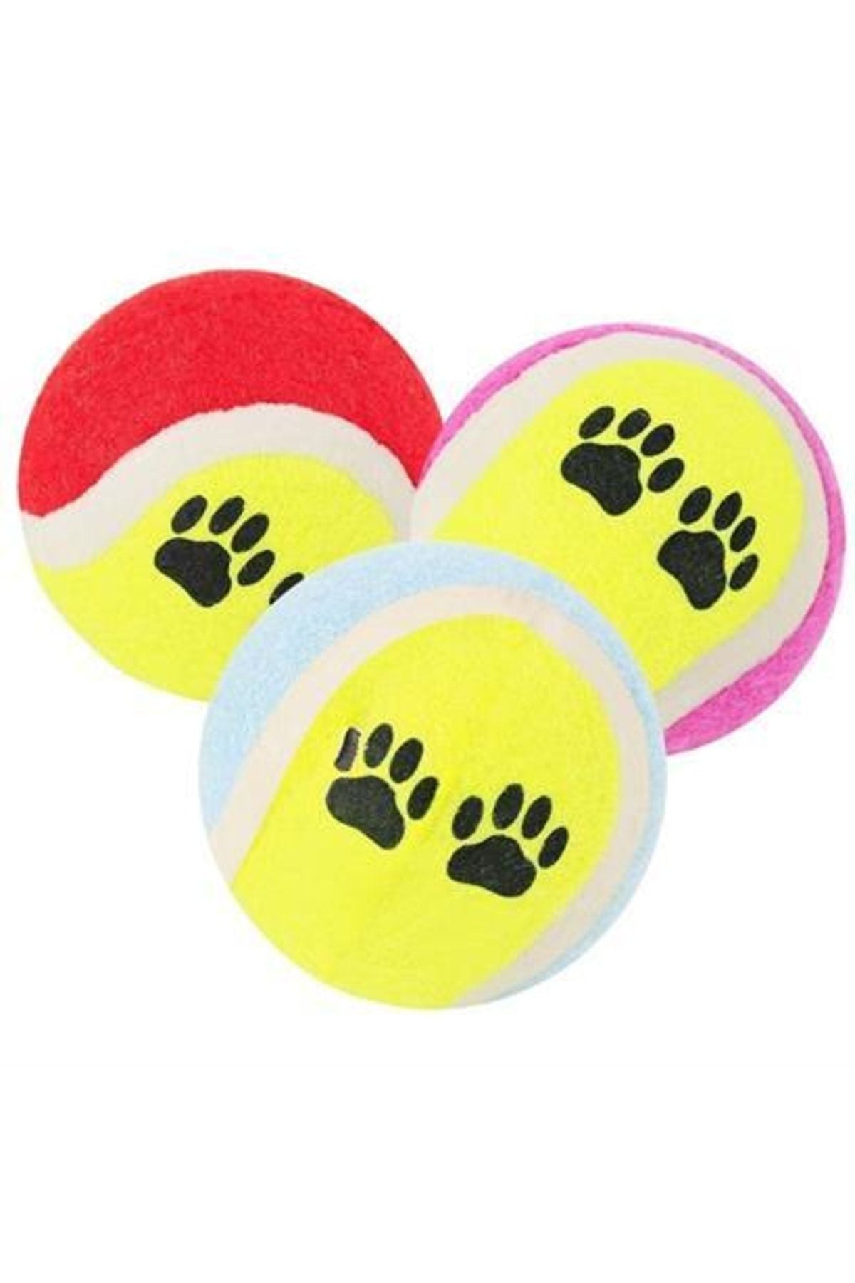 3lü Renkli Desenli Tenis Topu Kedi Köpek Oyuncağı