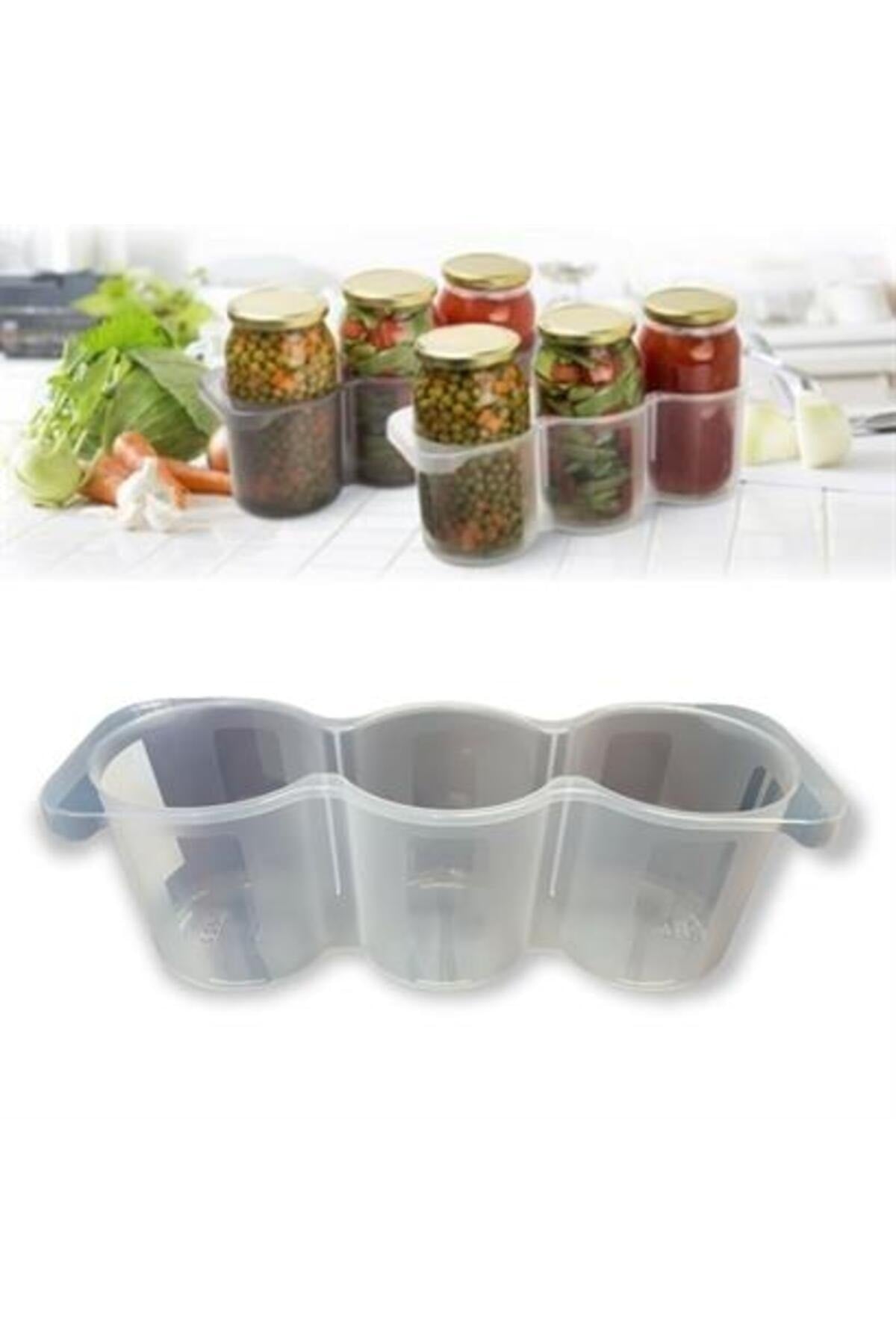3 Bölmeli Taşınabilir Dolap İçi Plastik Kavanoz Organizer Düzenleyici