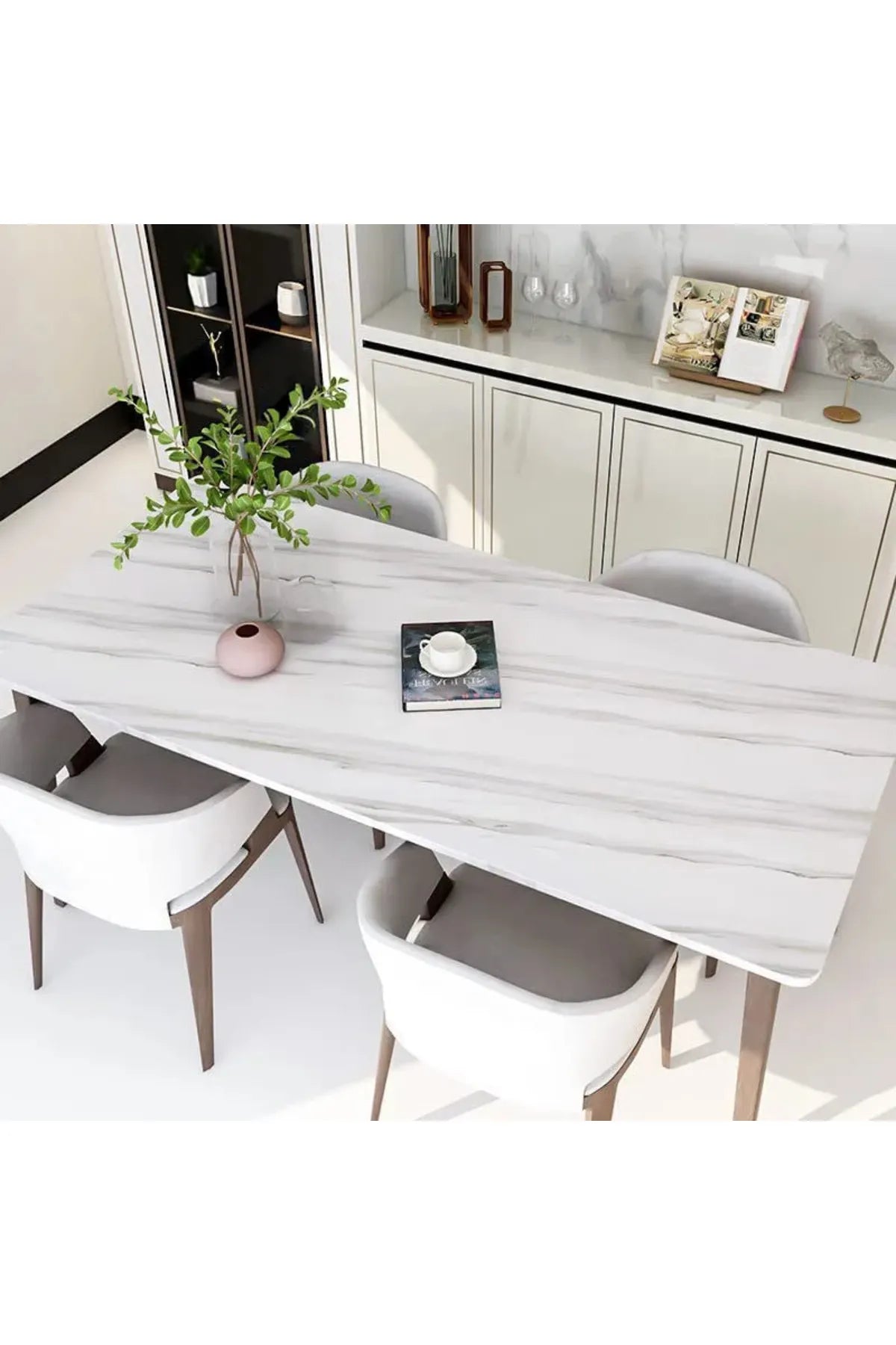 Mermer Desenli Sticker Folyo Beyaz 60cm*5mt
