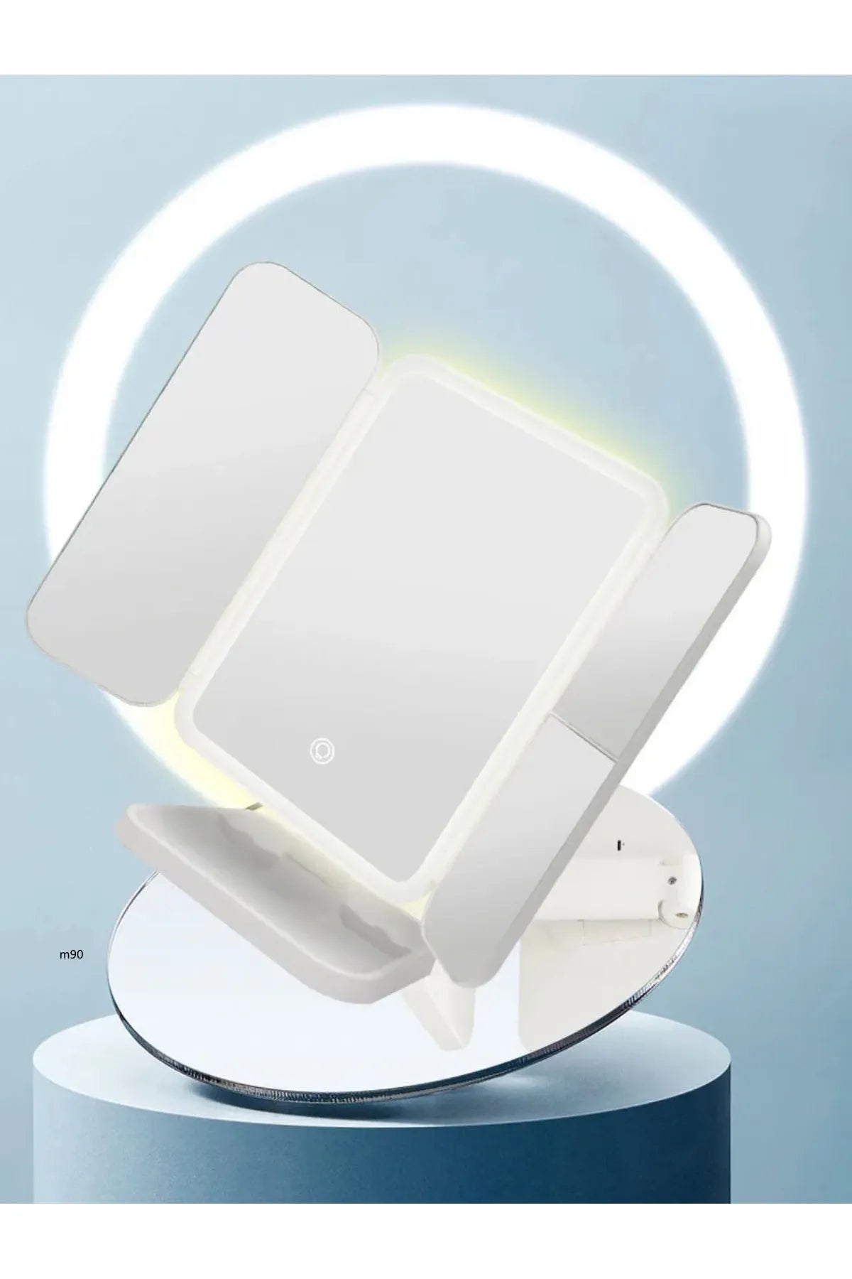3 Panel Katlanır Masa Üstü Ledli Usbli Makyaj Aynası