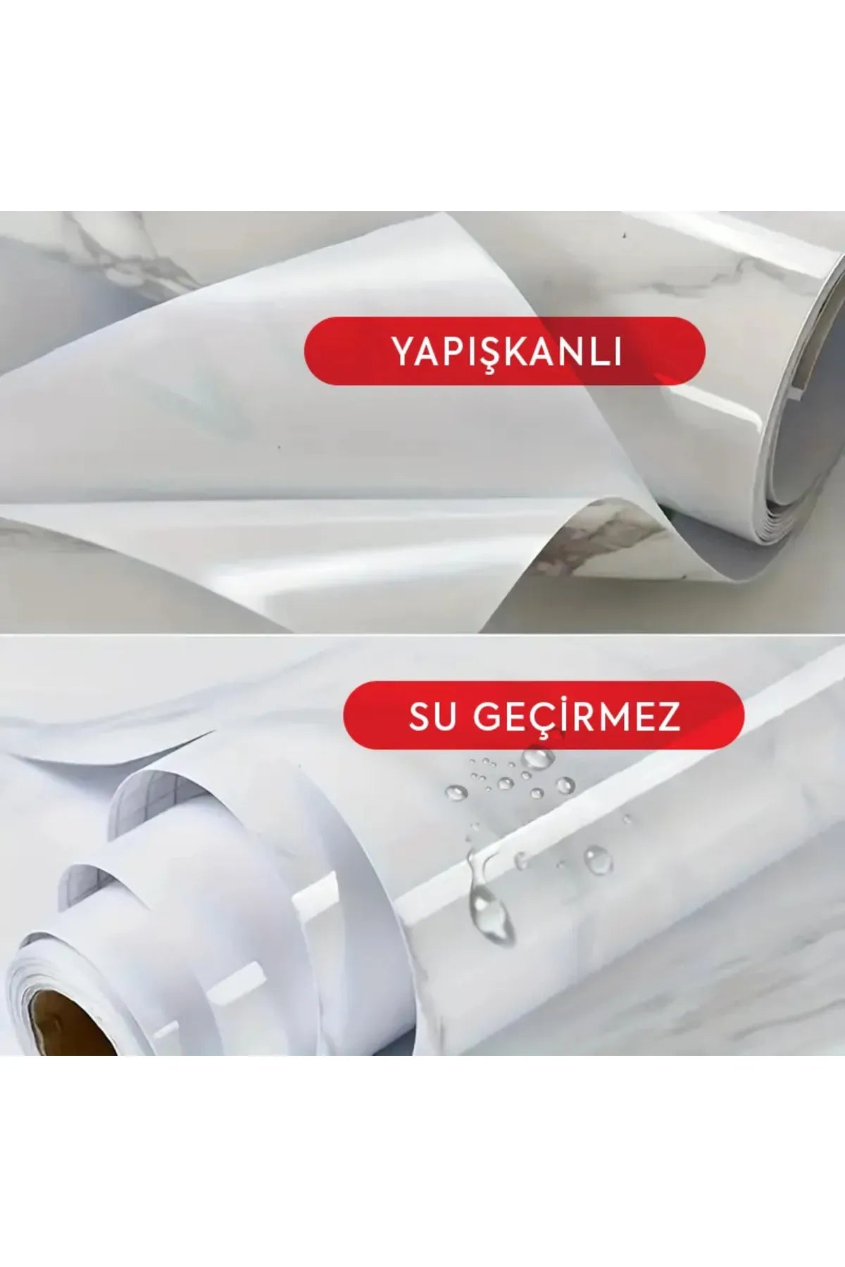 Mermer Desenli Sticker Folyo Beyaz 60cm*5mt
