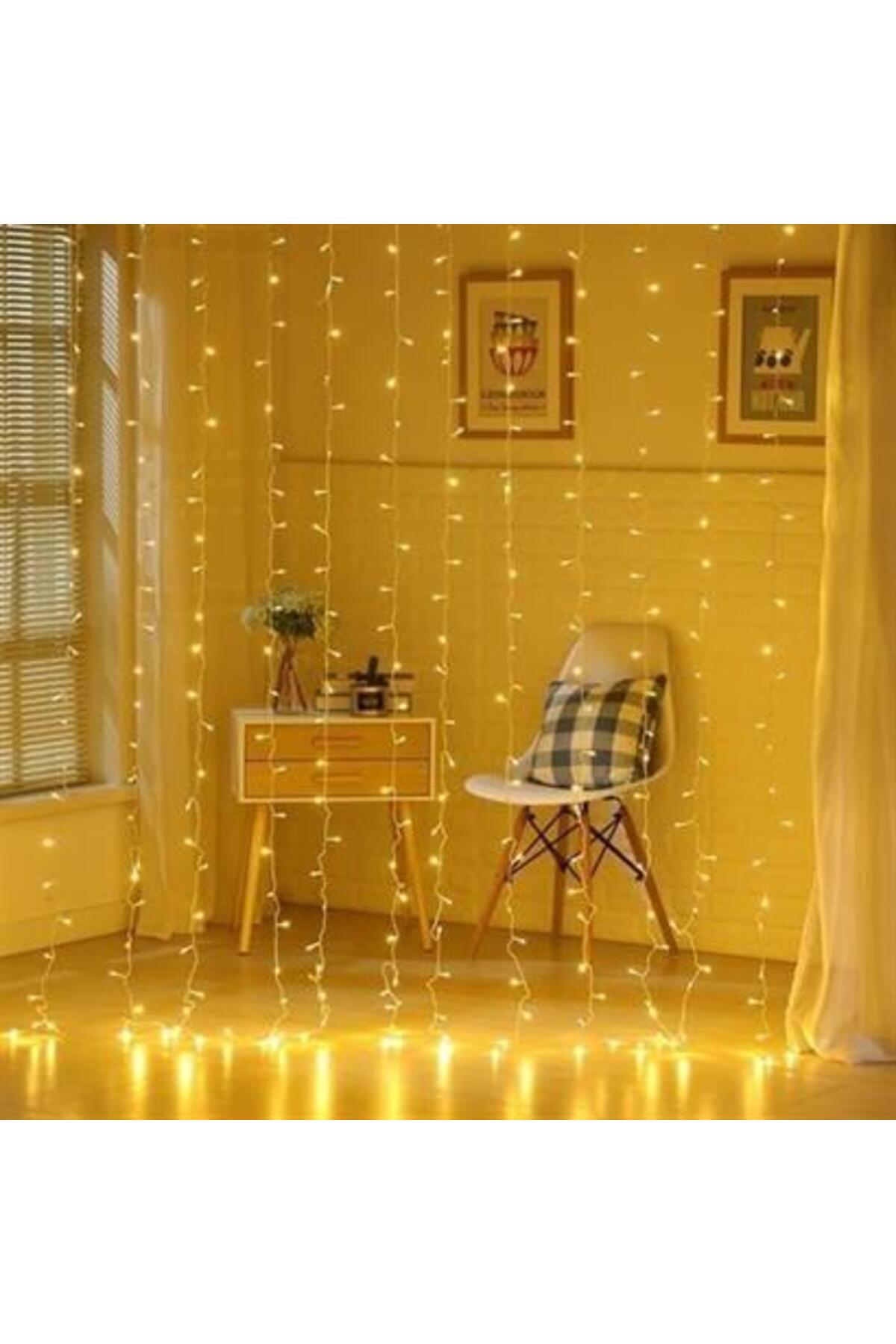8 Fonksiyonlu 200 Led 10 Saçak Şerit Led 2x2 Perde Ip Led (GÜN IŞIĞI)