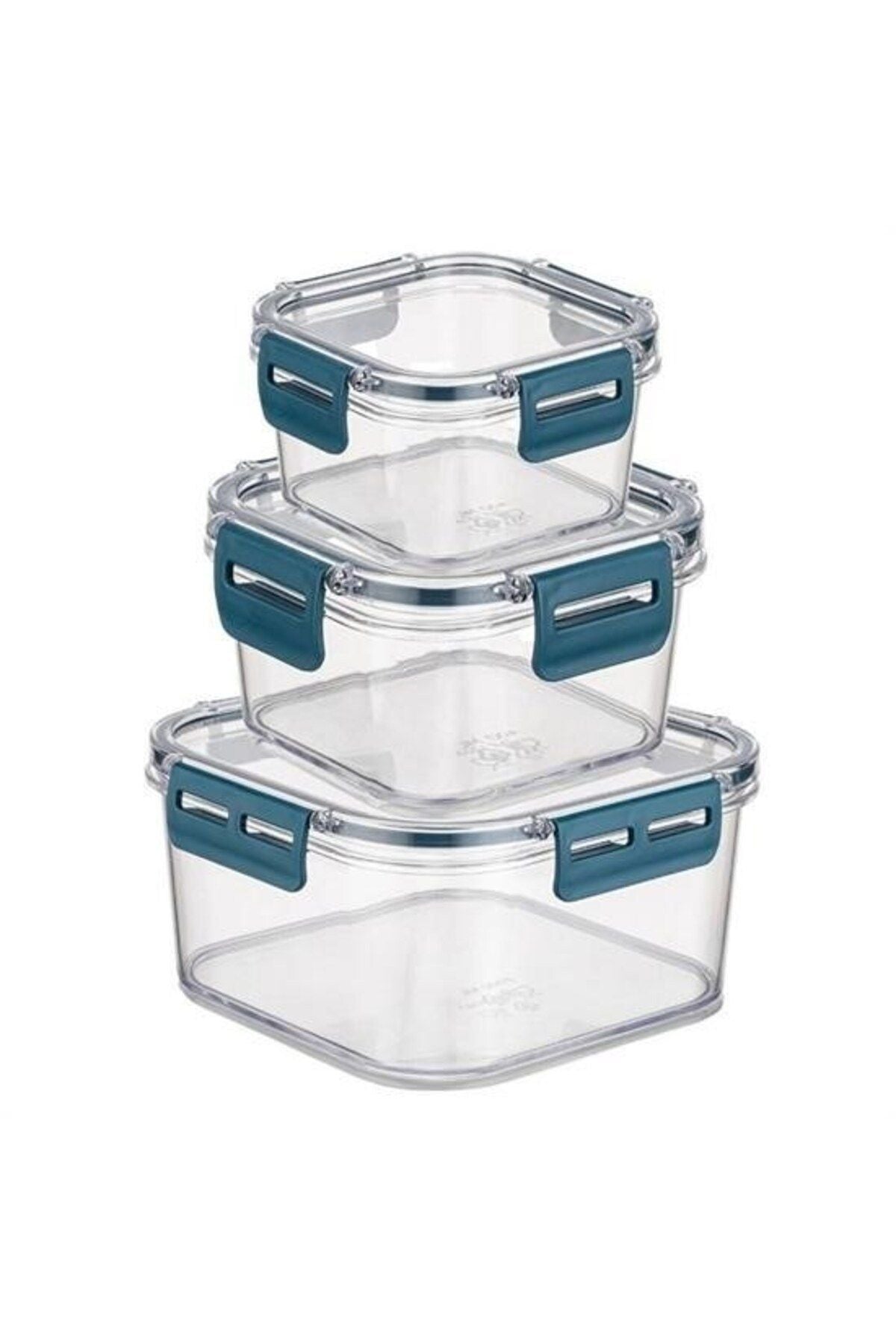 ® 3'lü Pratik Silikon Contalı Sızdırmaz Kapaklı Sağlam İstiflenebilir Saklama Kapları