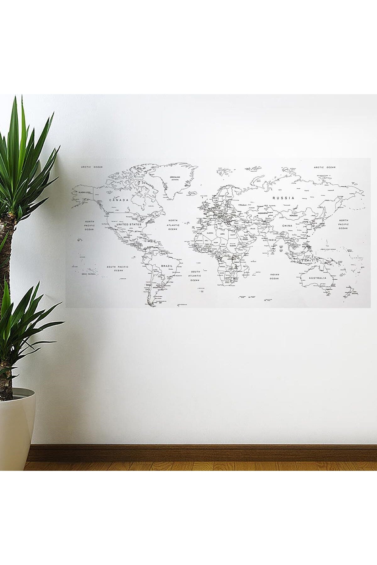 Düzenlenebilir Dünya Haritası Manyetik Duvar Stickerı 110 x 56 cm