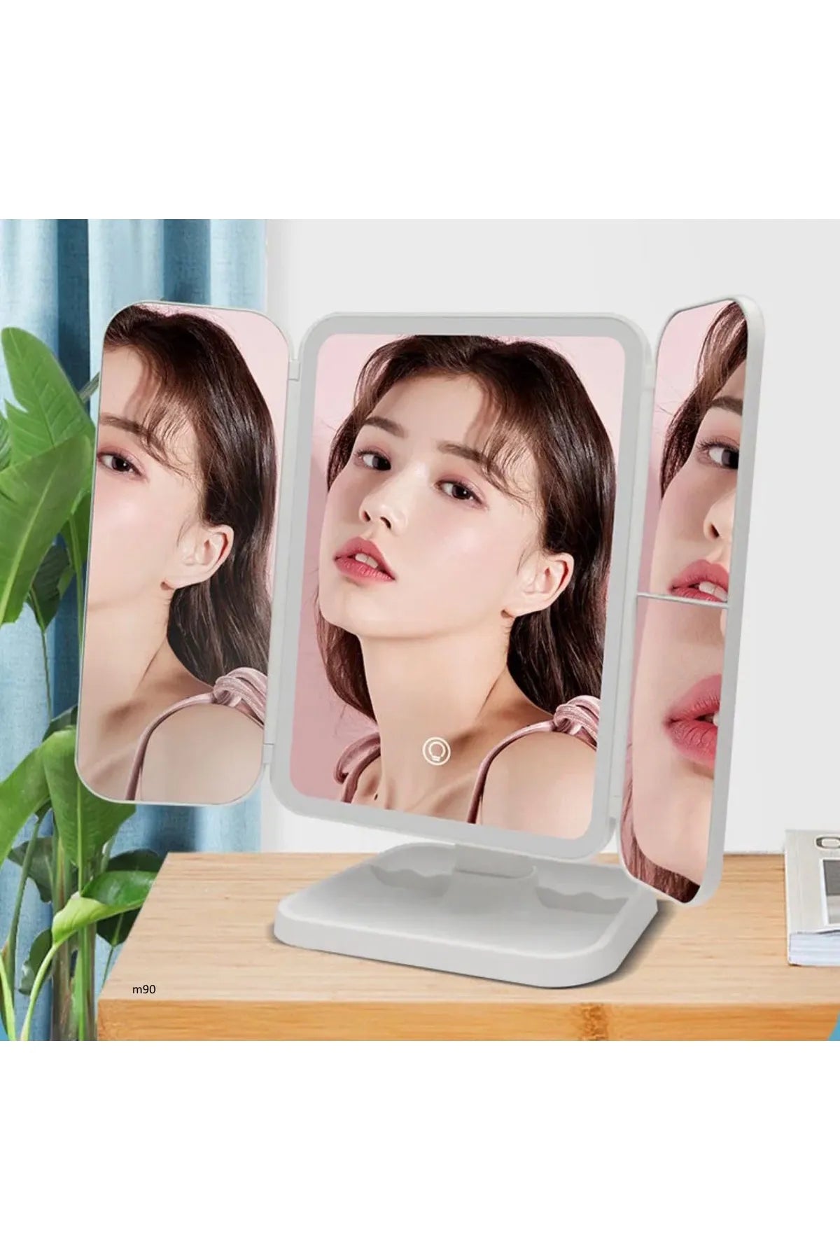 3 Panel Katlanır Masa Üstü Ledli Usbli Makyaj Aynası