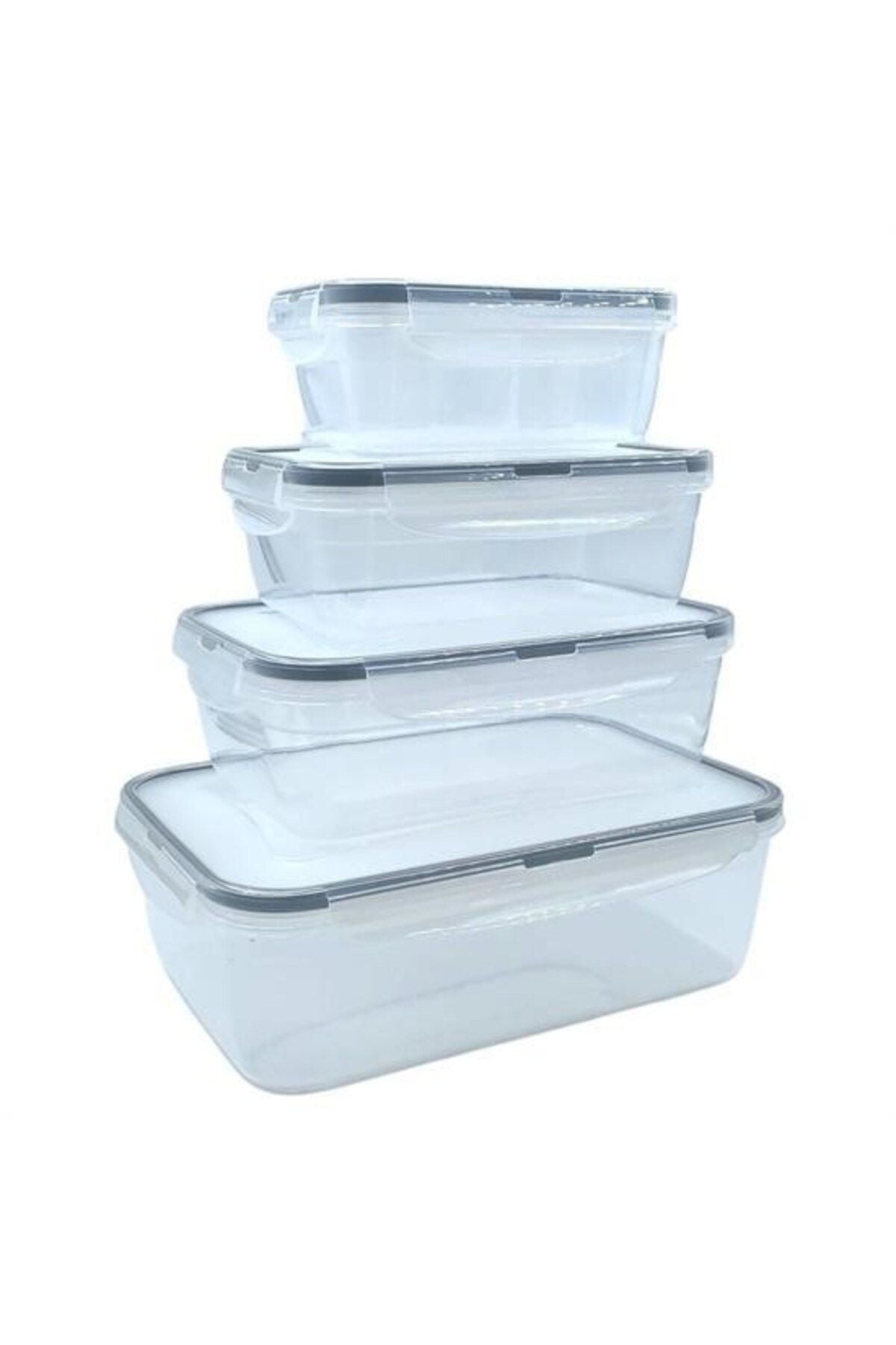 ® 4lü İç İçe Sızdırmaz Contalı Kilitli Kapaklı Plastik Erzak Saklama Kapları LC315