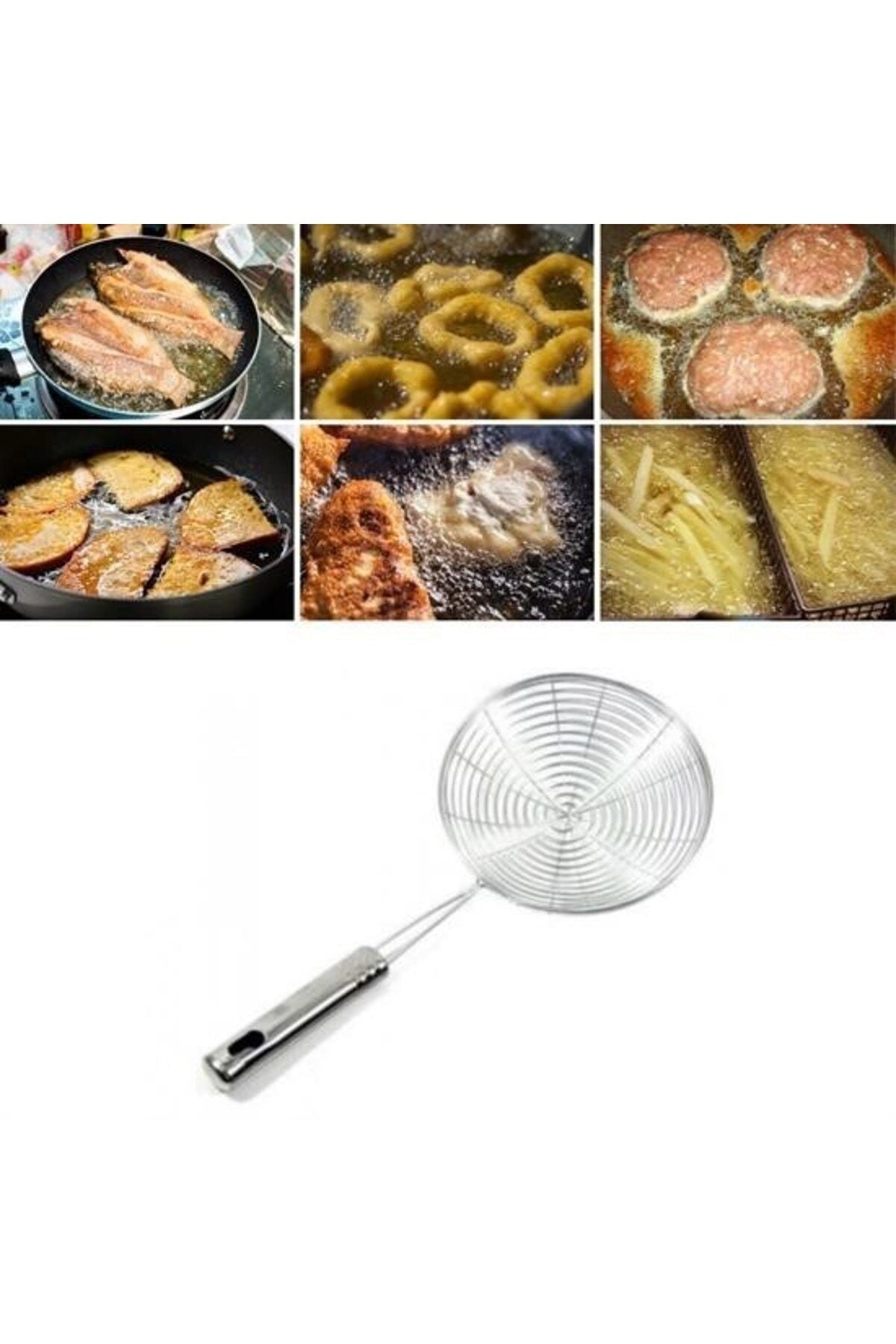 ® Pratik Kullanışlı 12 Cm Yağ Kevgiri Kızartma Haşlama Süzgeci