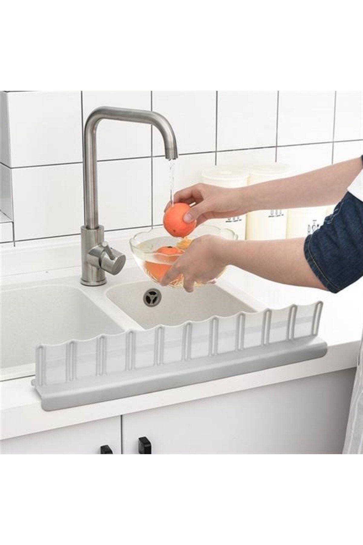 Vantuzlu Kauçuk Sıvı Su Sızdırmaz Mutfak Banyo Duş Bariyeri Lavabo Kenar Tutucu Set