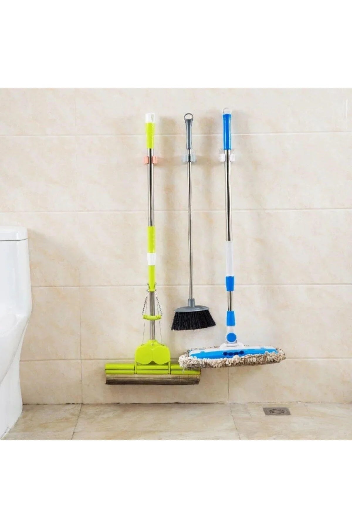 Tekli Duvara Yapışkanlı Mop Tutucu Aparat Sopa Askısı