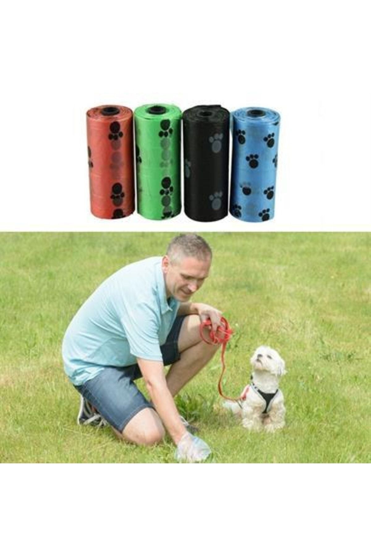 Buffer® 4lü Evcil Hayvanlar Için Pati Desenli Kedi Köpek Kaka Poşeti Torbası